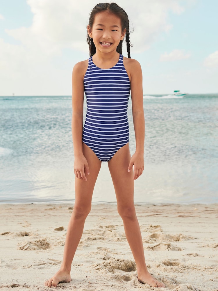 Navy Blue/White Stripe Swimsuit (3-16yrs) - Image 1 of 6