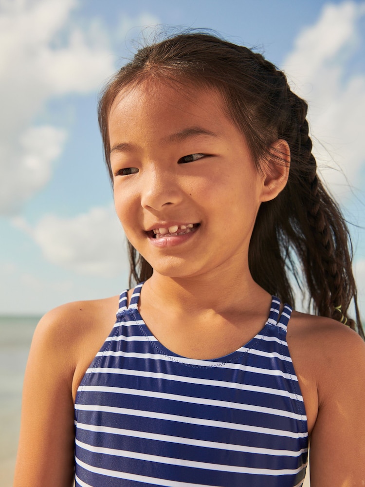 Navy Blue/White Stripe Swimsuit (3-16yrs) - Image 3 of 6