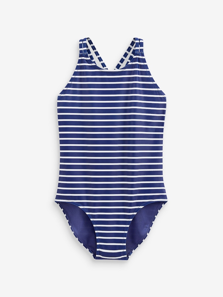 Navy Blue/White Stripe Swimsuit (3-16yrs) - Image 4 of 6