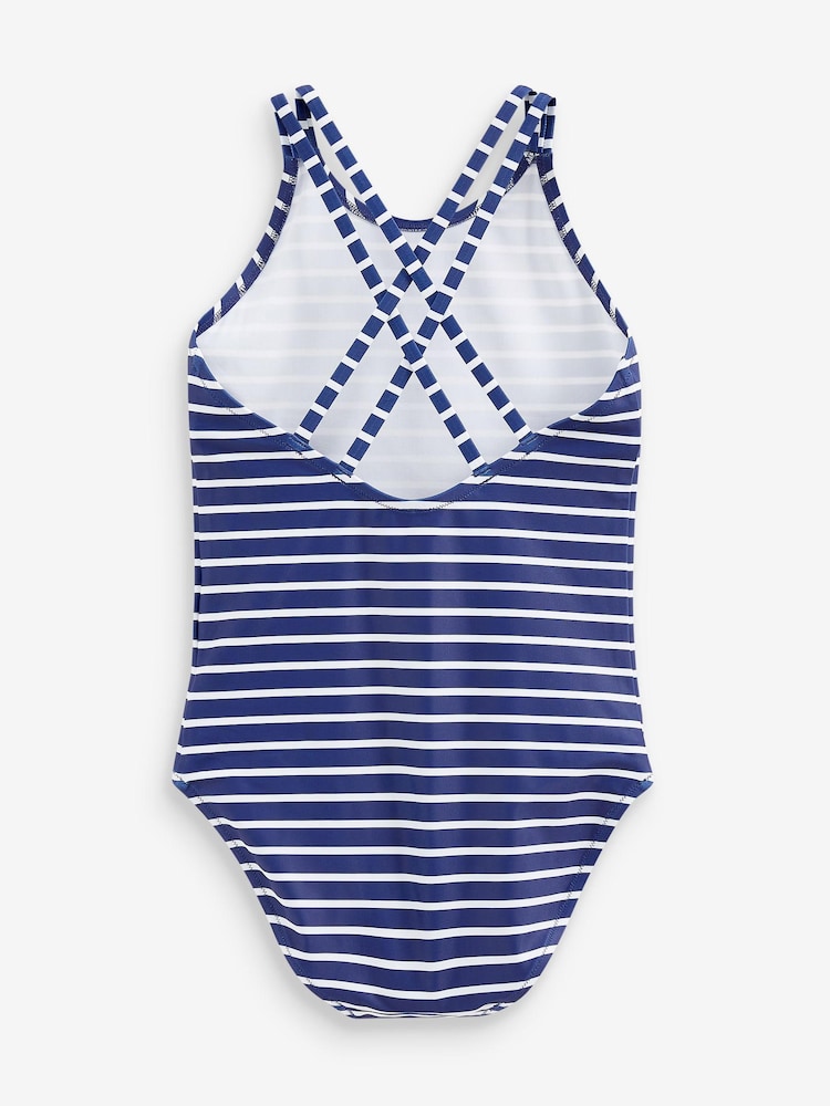 Navy Blue/White Stripe Swimsuit (3-16yrs) - Image 6 of 6