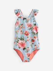 Blue Floral Swimsuit (3-16yrs) - Image 1 of 3