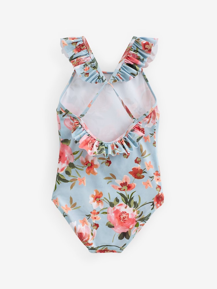 Blue Floral Swimsuit (3-16yrs) - Image 2 of 3