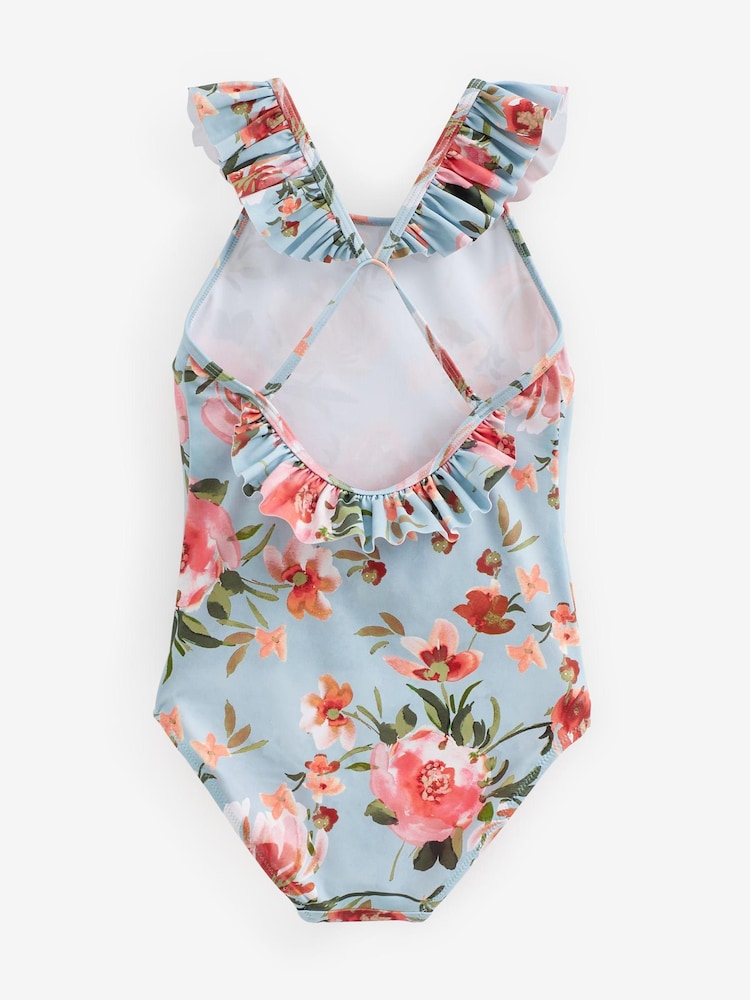 Blue Floral Swimsuit (3-16yrs) - Image 3 of 3