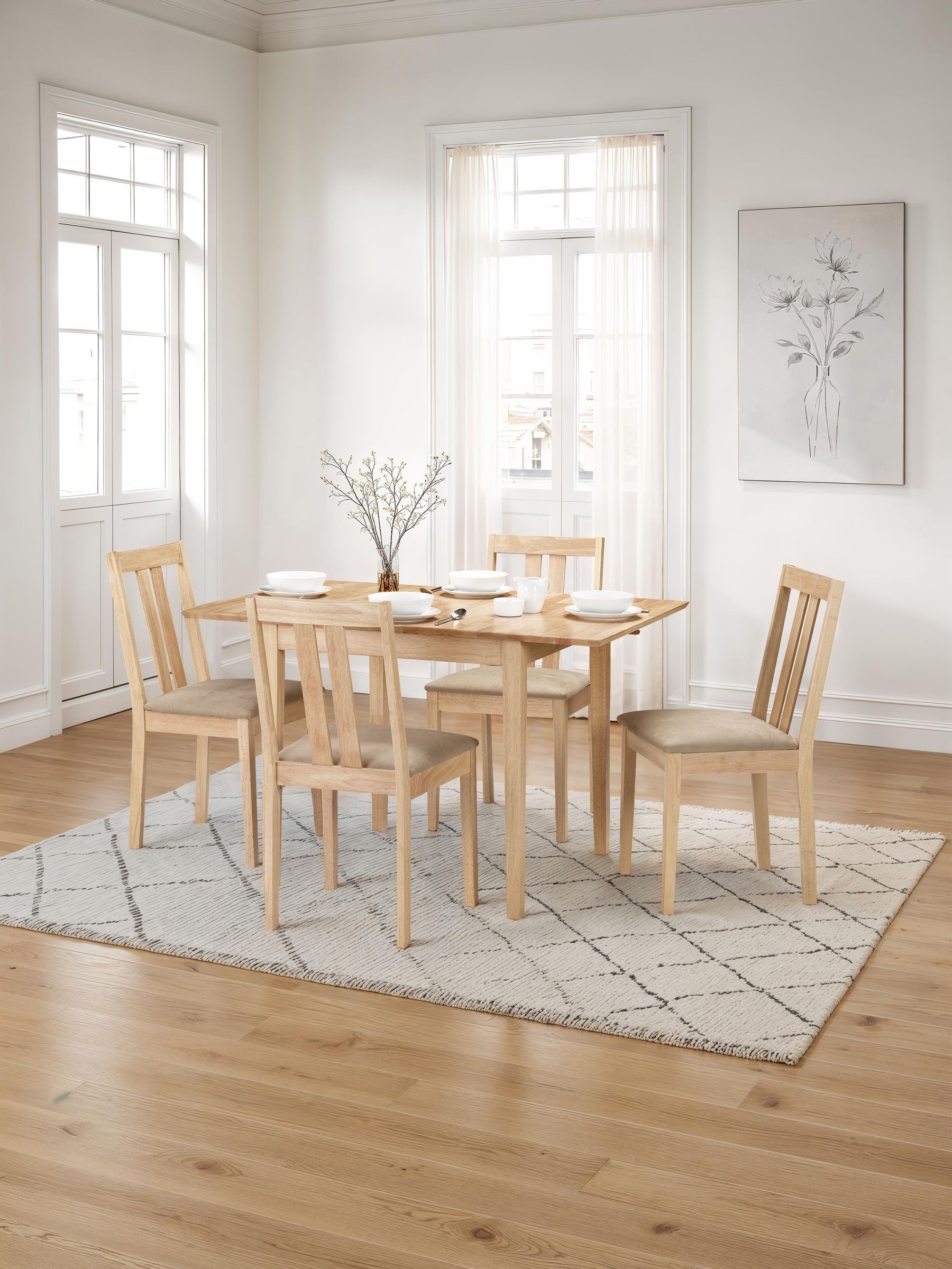 Julian Bowen Rufford Natural 4 Seater 80 To 120Cm Extendable Dining Table - Image 6