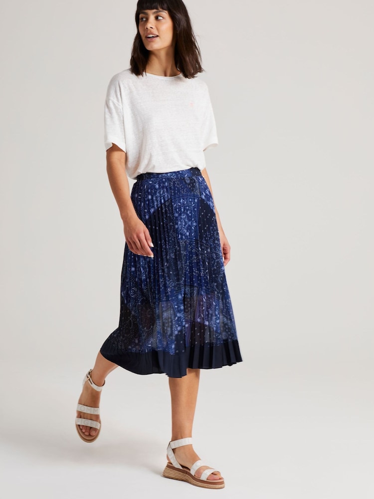 Tommy Hilfiger Blue Paisley Pleated Midi Skirt - Image 1 of 3 Tommy Hilfiger Blue Paisley Pleated Midi Skirt - Image 1 of 3