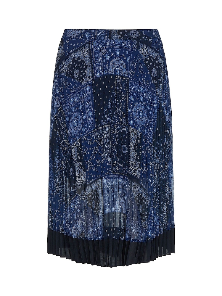 Tommy Hilfiger Blue Paisley Pleated Midi Skirt - Image 2 of 3 Tommy Hilfiger Blue Paisley Pleated Midi Skirt - Image 2 of 3