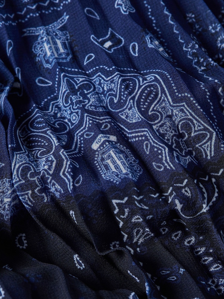 Tommy Hilfiger Blue Paisley Pleated Midi Skirt - Image 3 of 3 Tommy Hilfiger Blue Paisley Pleated Midi Skirt - Image 3 of 3