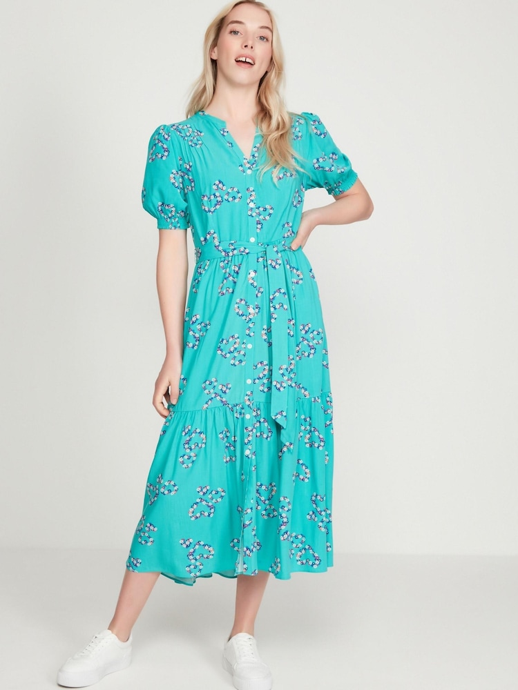 Khost Womens Green Clothing Floral Heart Tiered Dress - Image 1 of 6