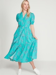 Khost Womens Green Clothing Floral Heart Tiered Dress - Image 3 of 6