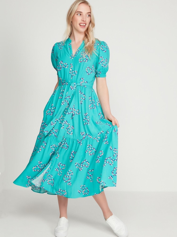 Khost Womens Green Clothing Floral Heart Tiered Dress - Image 3 of 6