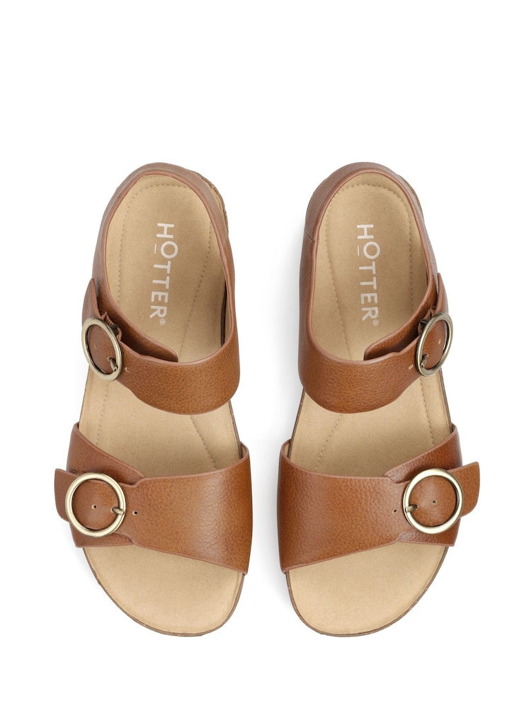 Hotter Tan Brown Regular Fit Tourist Buckle Sandals - Image 4 of 4