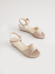 Silver/Gold Ombre Glitter Occasion Wedge Sandals - Image 1 of 5