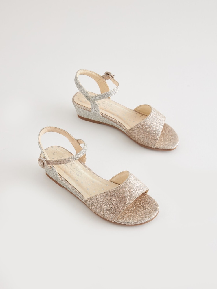 Silver/Gold Ombre Glitter Occasion Wedge Sandals - Image 1 of 5