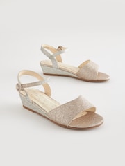 Silver/Gold Ombre Glitter Occasion Wedge Sandals - Image 2 of 5