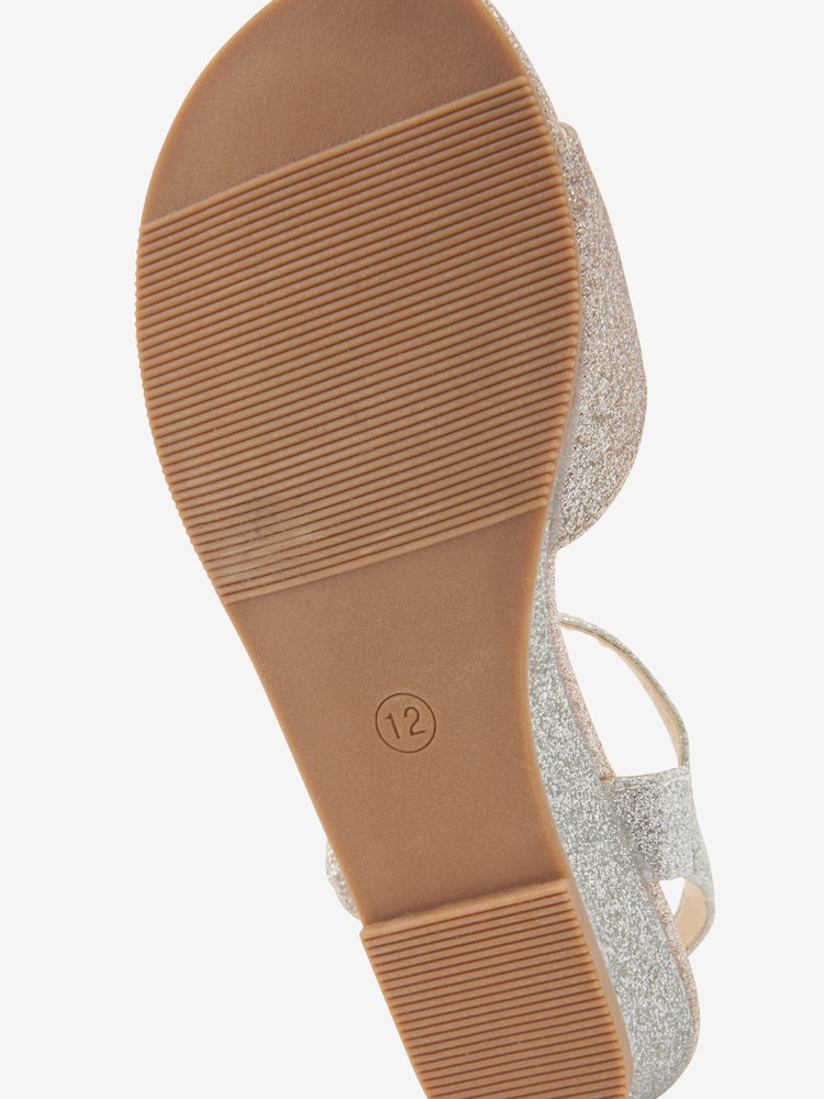 Silver/Gold Ombre Glitter Occasion Wedge Sandals - Image 5 of 5