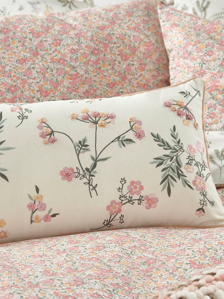 Laura Ashley Coral Pink Crosswell Cushion - Image 1 of 2