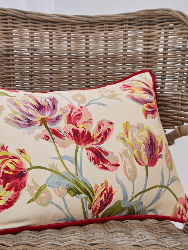 Laura Ashley Cranberry Red Gosford 100% Cotton Cushion - Image 1 of 2