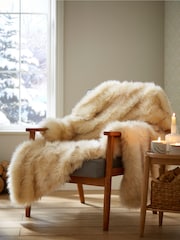 Laura Ashley Cream Berwyn Faux Fur Throw - Image 1 of 2
