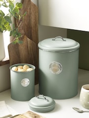 Set of 2 Sage Green Badge Bread Bin & Treat Jar - Image 1 of 3
