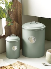 Set of 2 Sage Green Badge Bread Bin & Treat Jar - Image 2 of 3
