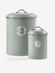 Set of 2 Sage Green Badge Bread Bin & Treat Jar - Image 3 of 3