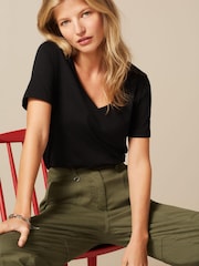 Black Essentials Short Sleeve V-Neck T-Shirt - Image 1 of 5