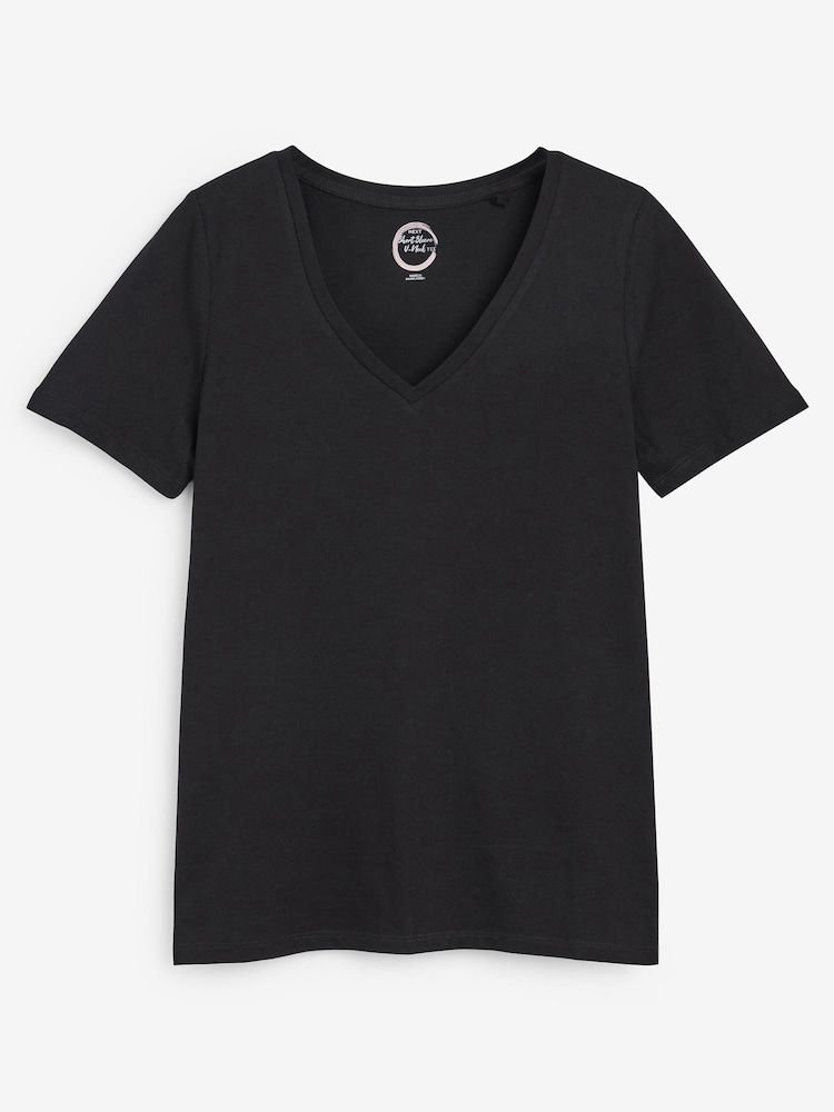 Black Essentials Short Sleeve V-Neck T-Shirt - Image 5 of 5