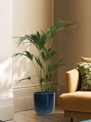 PATCH Blue Big Ken Kentia Palm Plant Large In Ceramic Glazed Pot - Image 1 of 4
