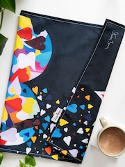 Steven Brown Art Black Heart of Hearts Tea Towel - Image 1 of 2