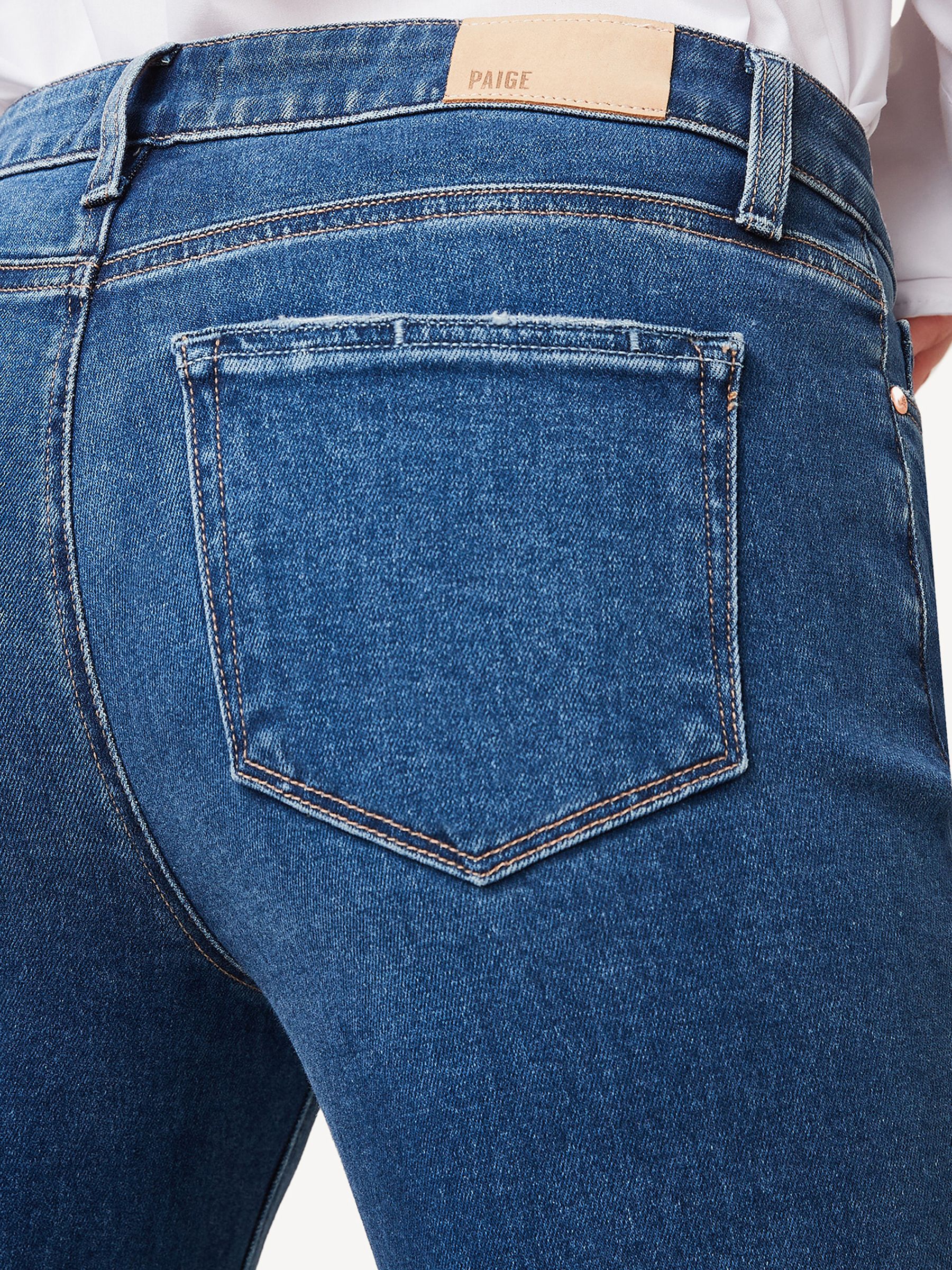 PAIGE Women's Brigitte Boyfriend Jeans – Mid Rise, Raw Hem, Distressed White Denim With Stretch