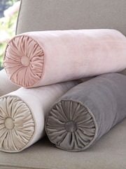Laura Ashley Velvet Grey Rosanna Bolster Cushion - Image 2 of 2