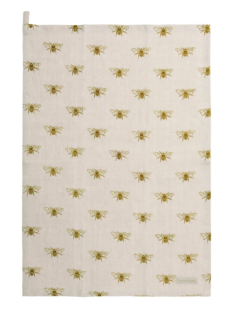 Sophie Allport Natural Linen Bees Tea Towel - Image 1 of 1 Sophie Allport Natural Linen Bees Tea Towel - Image 1 of 1