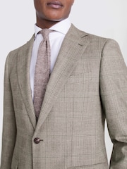 MOSS Neutral Nude Tailored Fit Performance Check Suit Jacket - Image 3 of 5