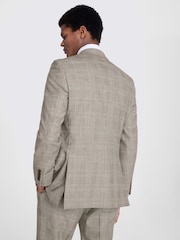 MOSS Neutral Nude Tailored Fit Performance Check Suit Jacket - Image 4 of 5