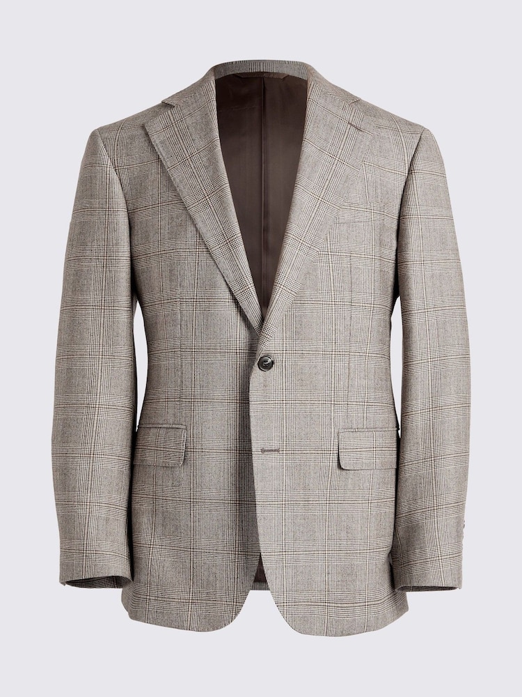 MOSS Neutral Nude Tailored Fit Performance Check Suit Jacket - Image 5 of 5