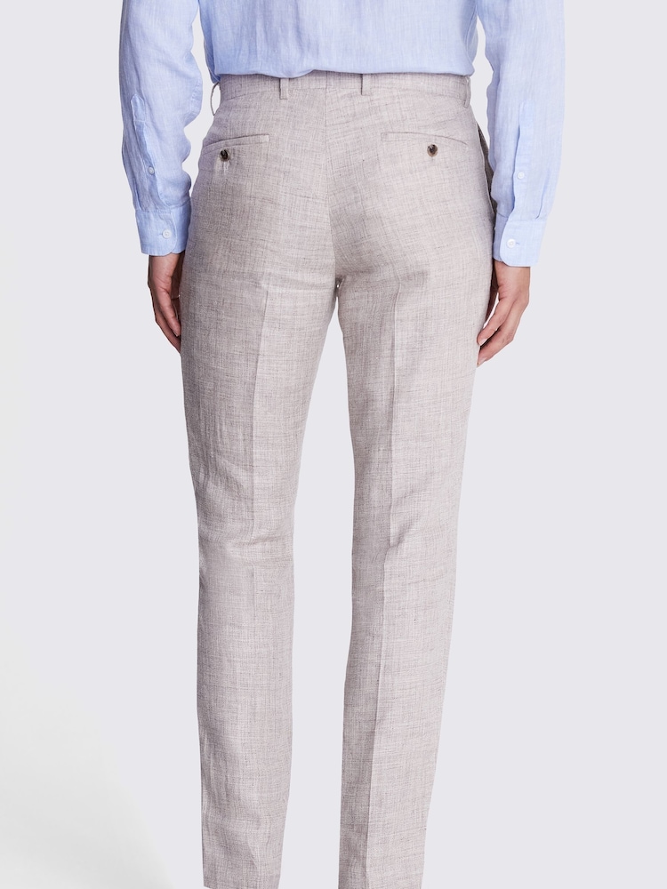 MOSS Oatmeal Nude Tailored 100% Linen Trousers - Image 2 of 4