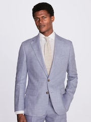 MOSS Blue Tailored Fit Dusty Linen Jacket - Image 1 of 5
