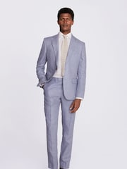 MOSS Blue Tailored Fit Dusty Linen Jacket - Image 2 of 5