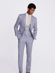 MOSS Blue Tailored Fit Dusty Linen Jacket - Image 3 of 5