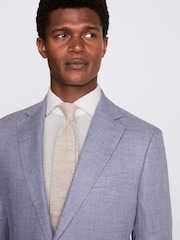 MOSS Blue Tailored Fit Dusty Linen Jacket - Image 4 of 5