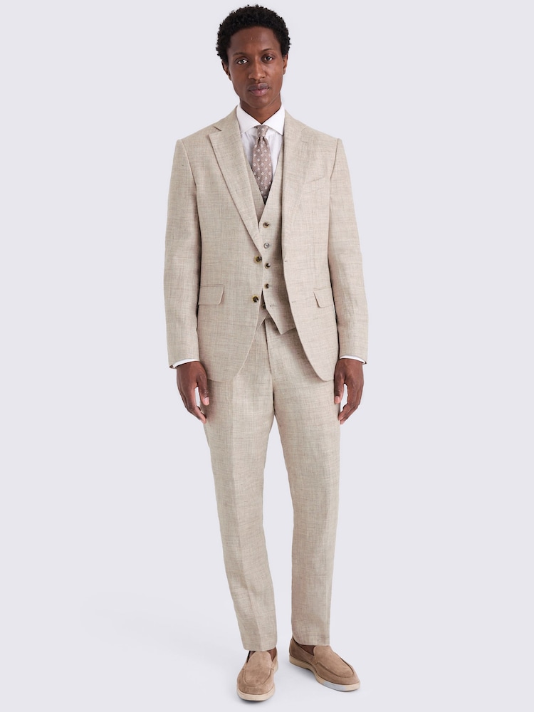 MOSS Oatmeal Tailored Fit Linen Suit Jacket - Image 2 of 7