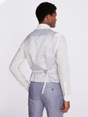 MOSS Blue Tailored Fit Dusty Linen Waistcoat - Image 2 of 3