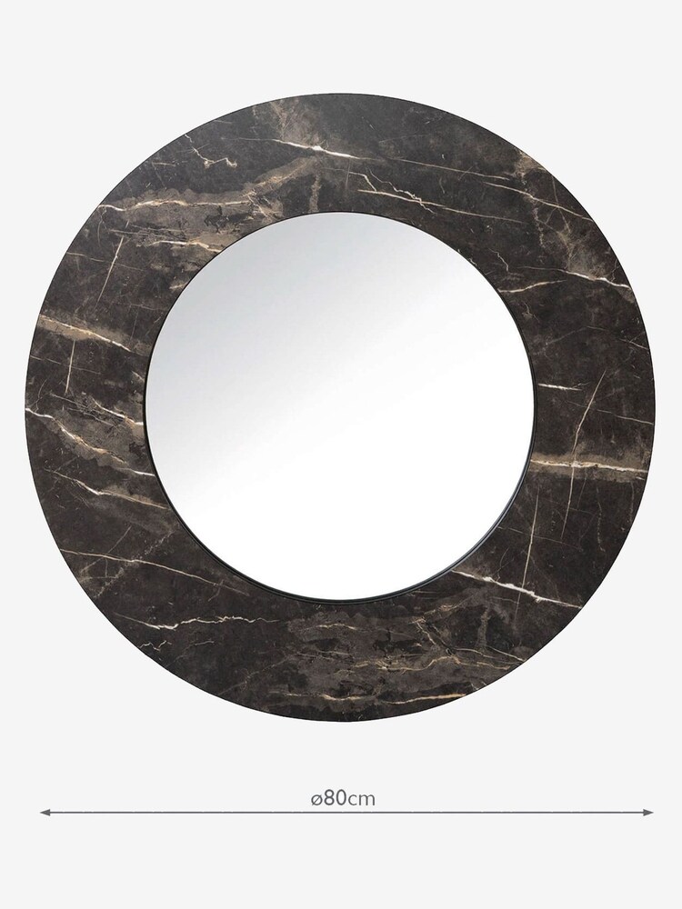 Dar Lighting Brown Roma Round Dark Marble Effect mirror - Image 4 of 4
