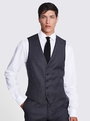 MOSS x Cerutti Charcoal Grey Tailored Fit Texture Suit Waistcoat - Image 1 of 3