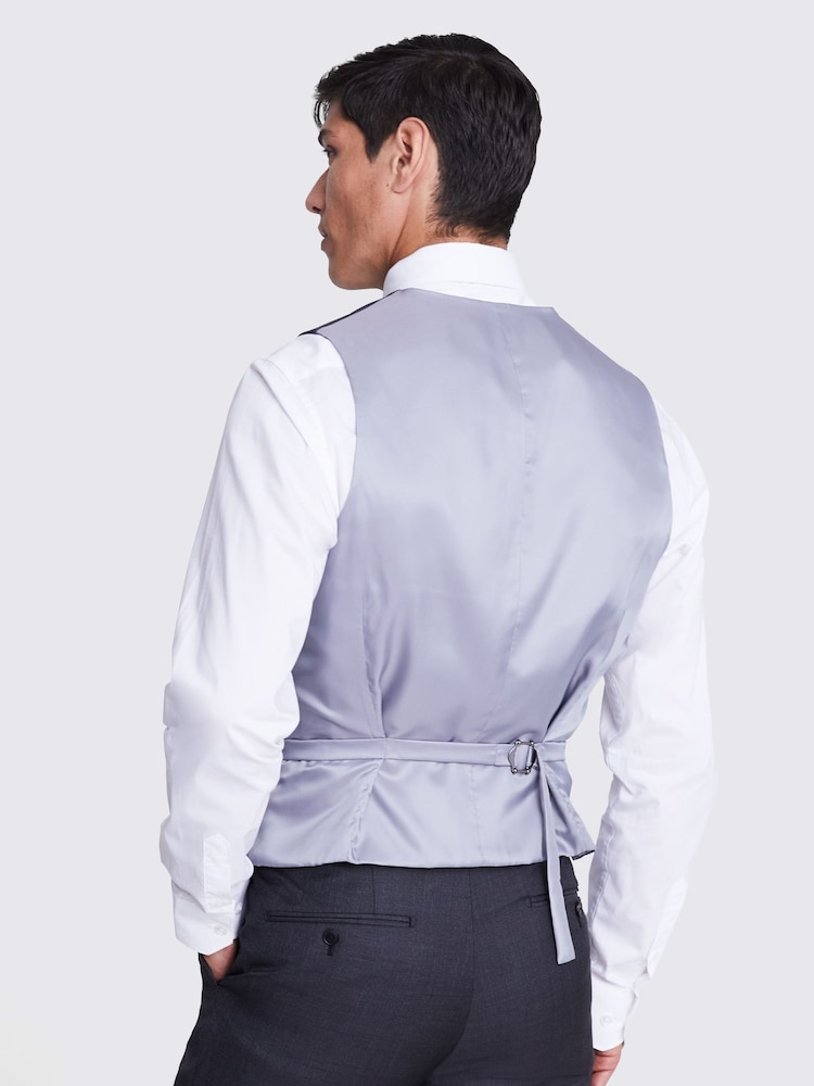 MOSS x Cerutti Charcoal Grey Tailored Fit Texture Suit Waistcoat - Image 2 of 3
