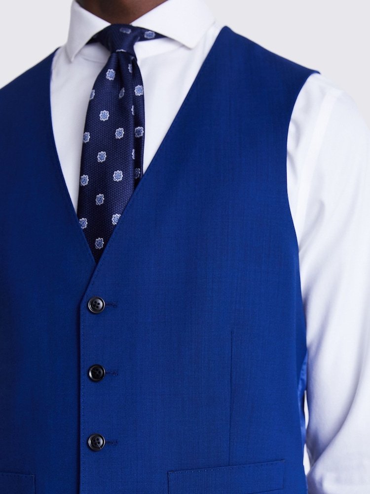 MOSS Royal Blue Tailored Fit Suit Waistcoat - Image 3 of 3