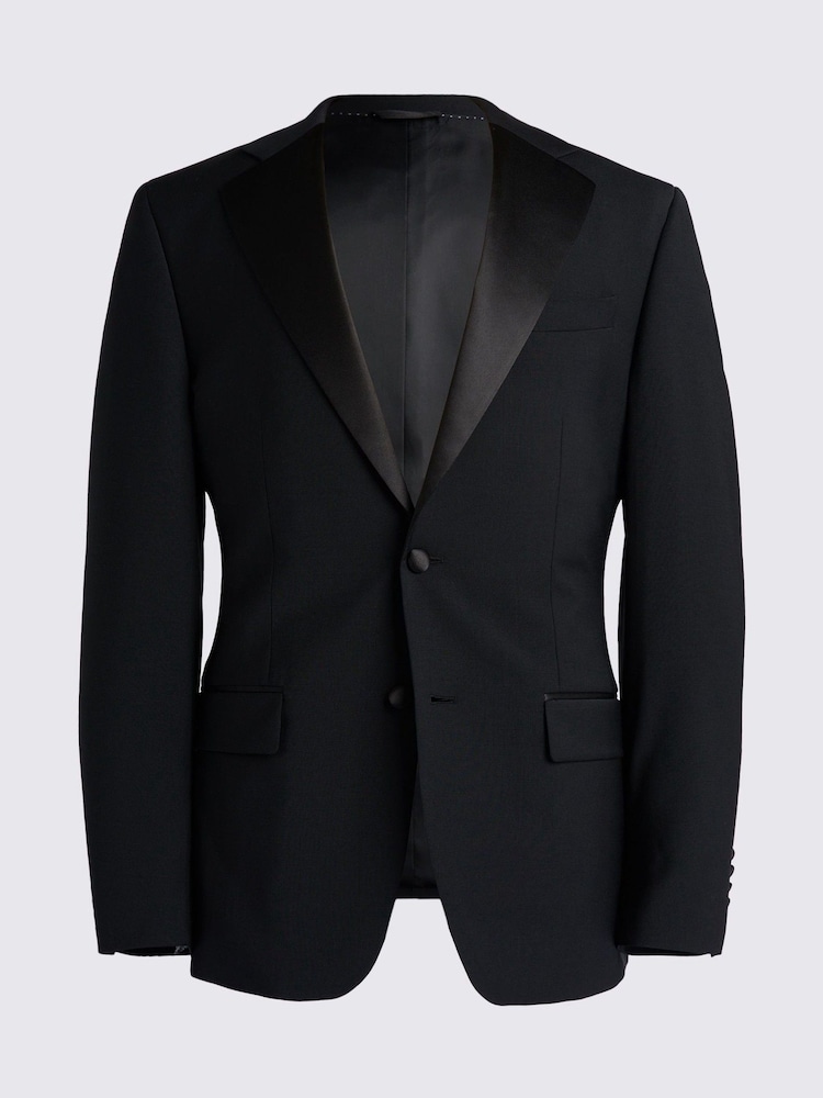 MOSS Black Tailored Fit Performance Dresswear Notch Suit: Jacket - Image 7 of 7