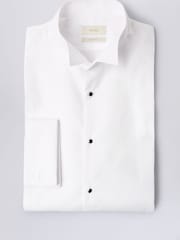 MOSS White Slim Wing Collar Marcella 100% Cotton Dress Shirt - Image 4 of 5
