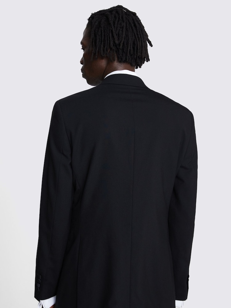 MOSS Black Tailored Fit Tuxedo Suit: Jacket - Image 3 of 6