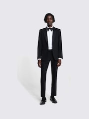 MOSS Black Tailored Fit Tuxedo Suit: Jacket - Image 4 of 6